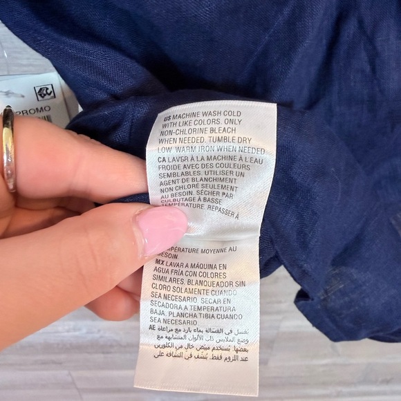 NWT Charter Club Luxury 100% Linen Tie-Front Top Intrepid Blue Small - Picture 9 of 12